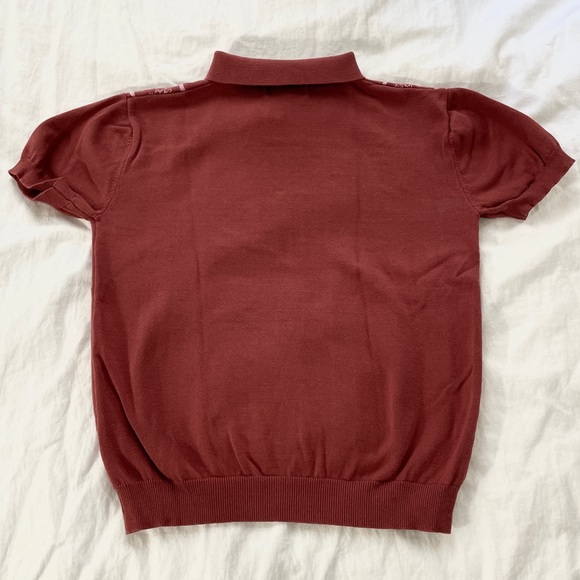 Red and Pink Retro Cotton Collard Sweater Size Small - Picture 2 of 3